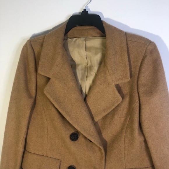 GUC Vintage Jack Feit camel wool 3/4 sleeve blazer size small - Picture 2 of 7